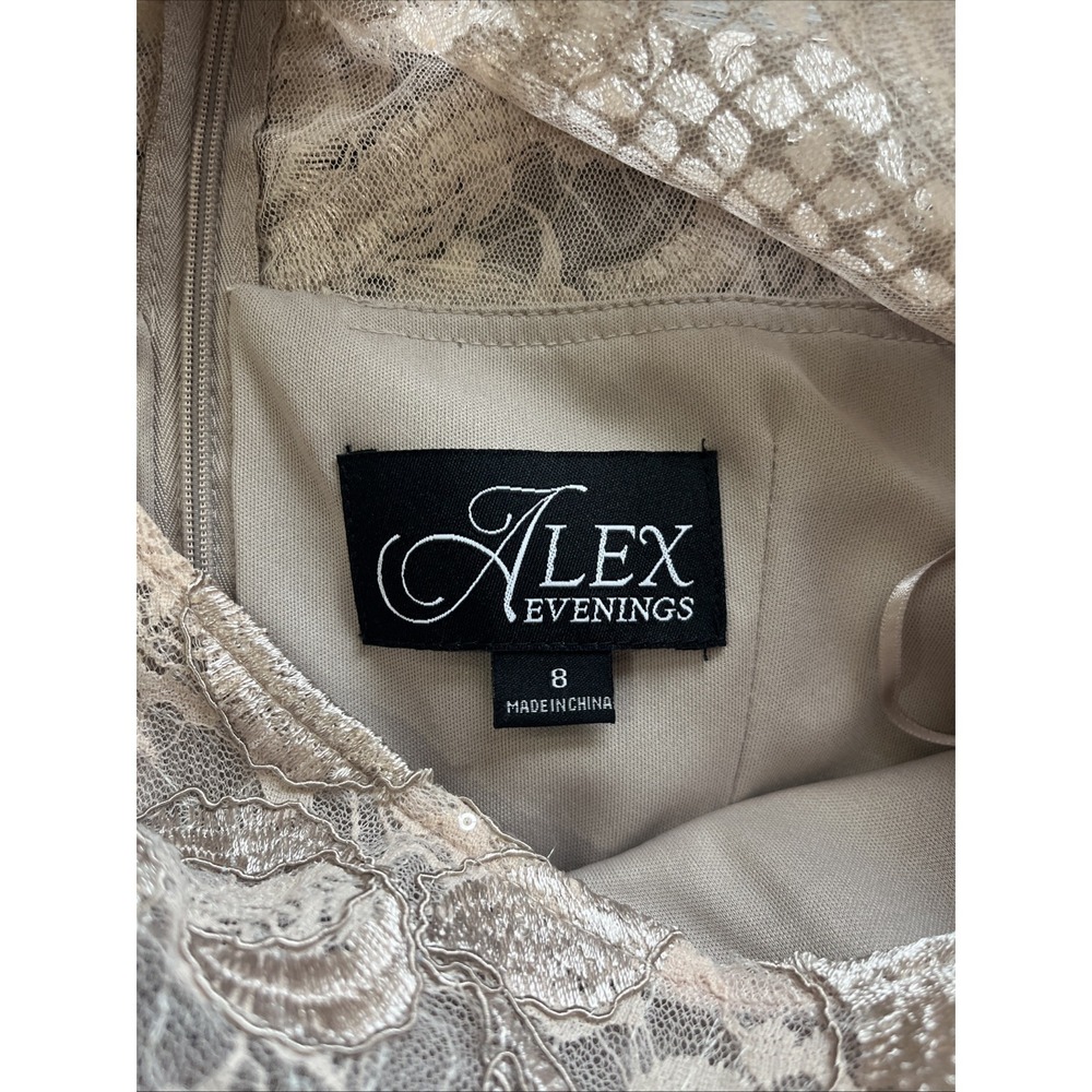 Alex Evenings Metallic Champagne Lace Fit-and-Flare Midi Dress - Picture 10 of 10